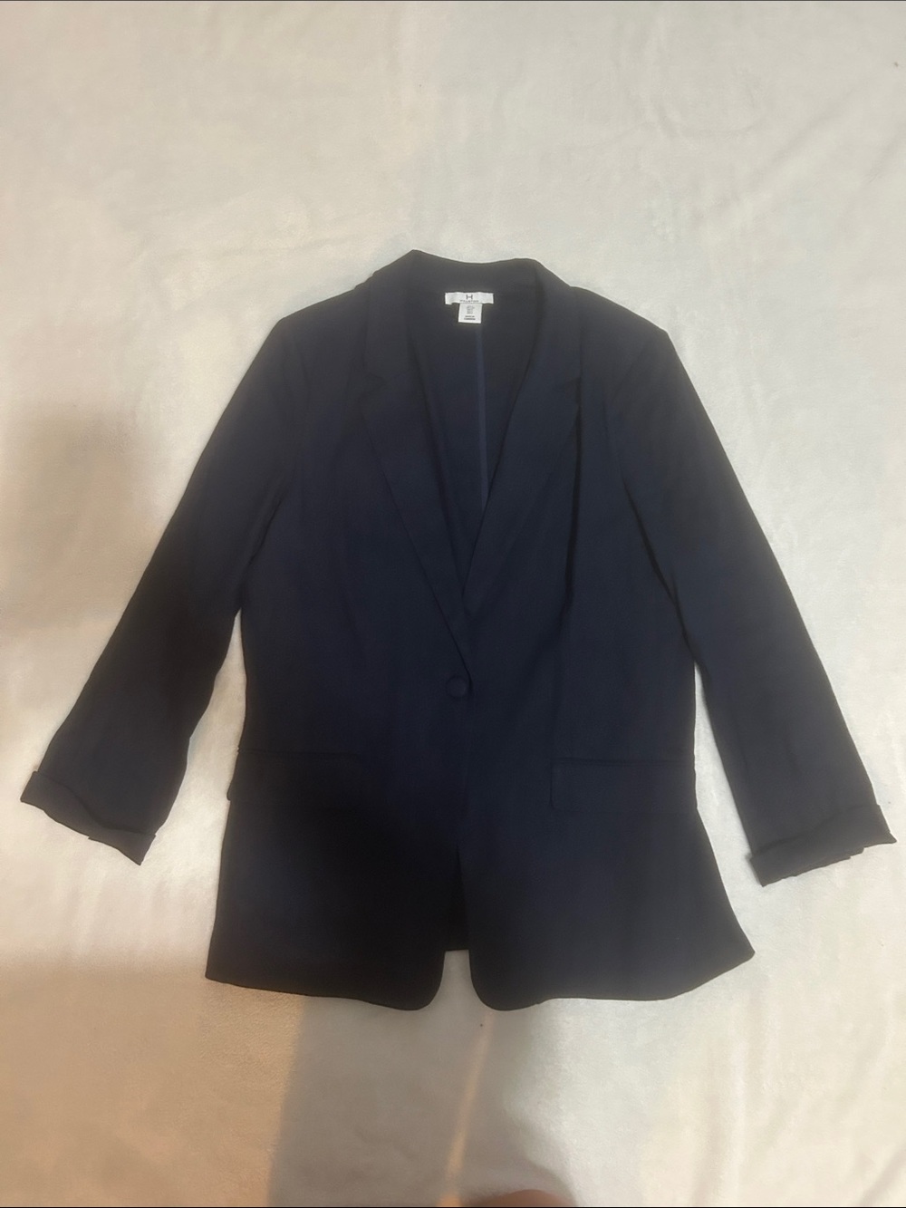 Halston Heritage Women’s Blazer Navy Single-Button Size Large